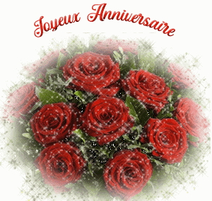 gif joyeux anniversaire bouquet de roses rouge
